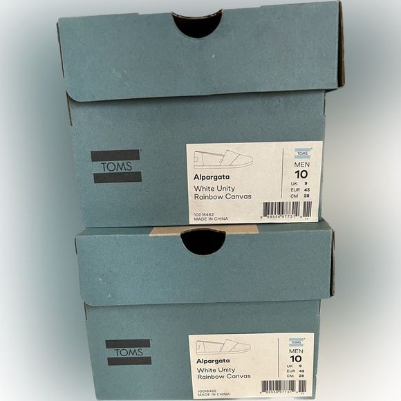 Toms Alpargata Men's White Unity Rainbow Canvas Shoes Size 10 New NWT - Picture 8 of 9